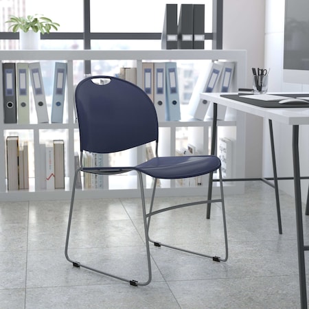 Flash Furniture Navy Plastic Stack Chair RUT-188-NY-GG